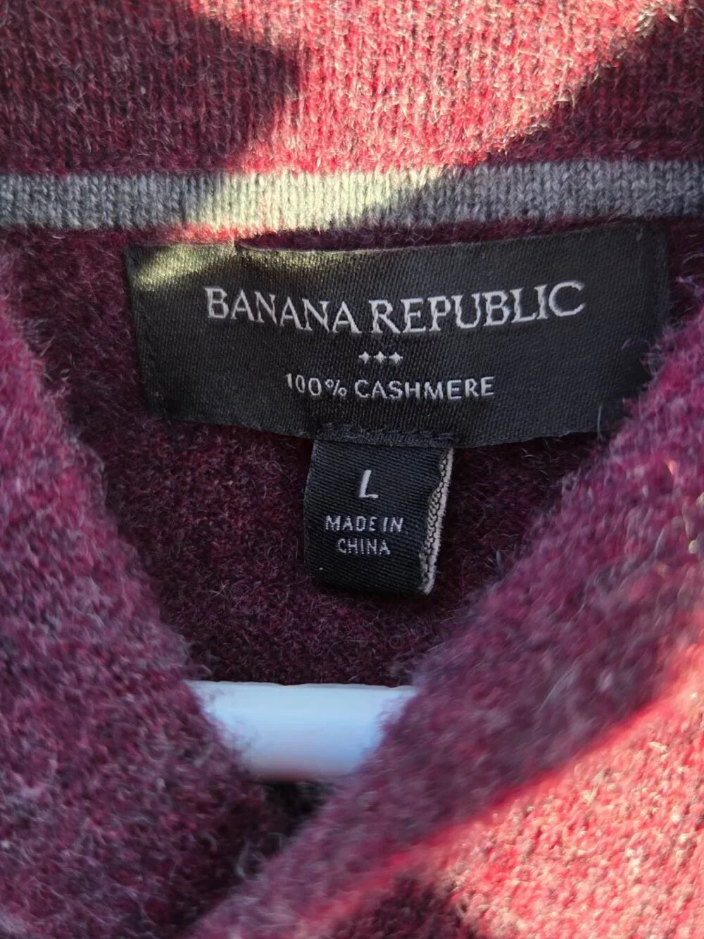 BANANA REPLUBLIC Sweater Men's Burgundy 100% Merino Wool Size L